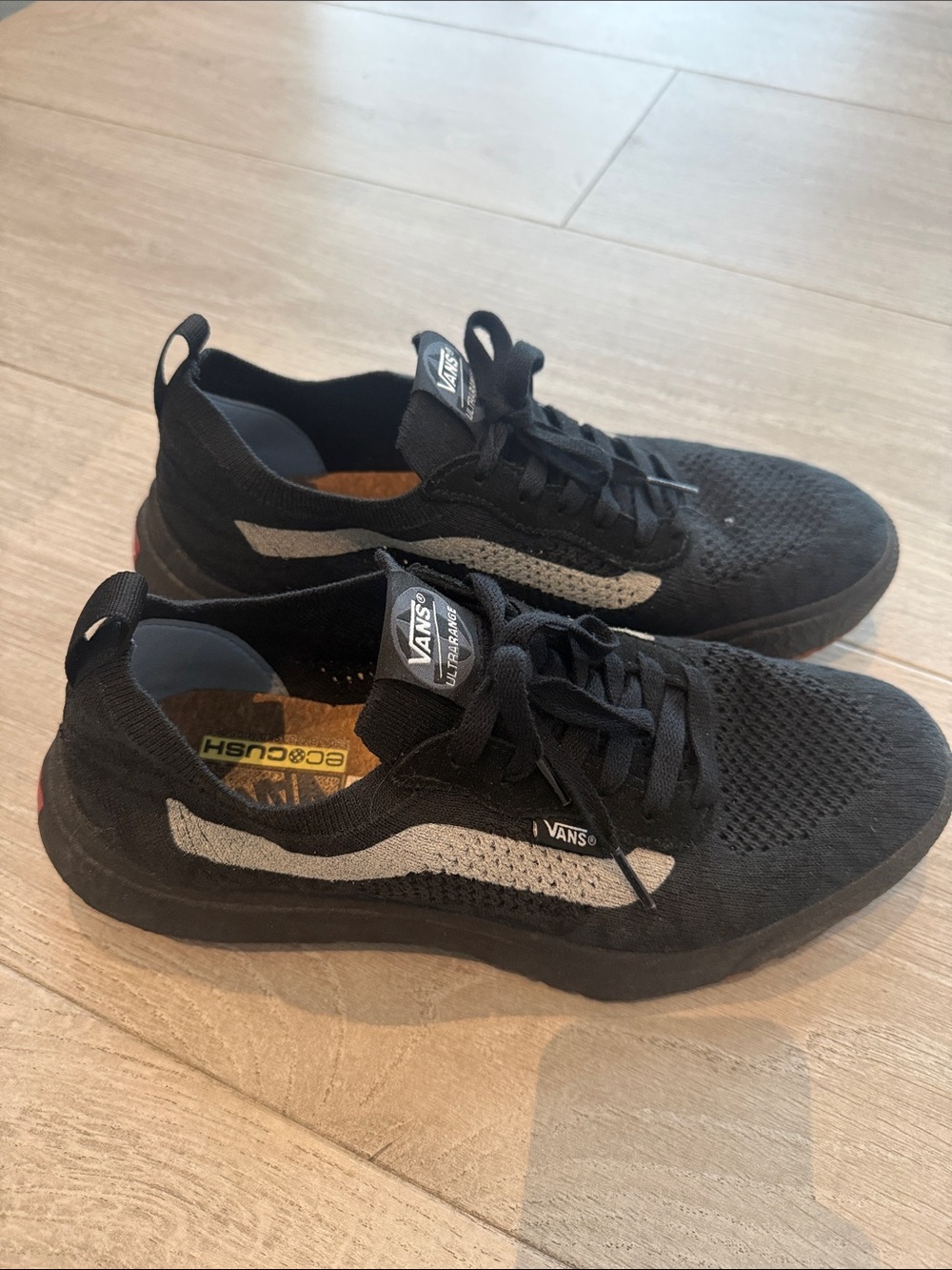 Vans Black Knit UltraRange Sneakers with Gray Side Stripe